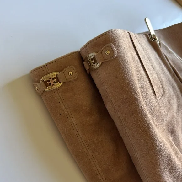 Sam Edelman Molly Suede Leather Knee High Nude Kitten Heel Boots (WIDE CALF) - Picture 8 of 11